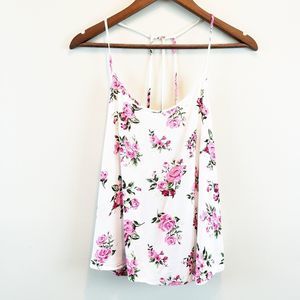 No Boundries Cream Floral Skinny Strap Tank Top
